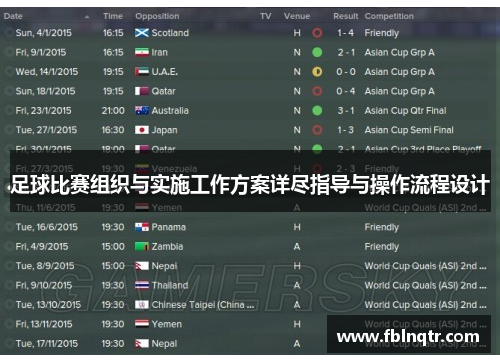 足球比赛组织与实施工作方案详尽指导与操作流程设计
